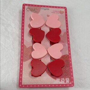 CWC Heart-Shaped Bag Clips Set Red Pink Magnet Love Valentine Chip Bag